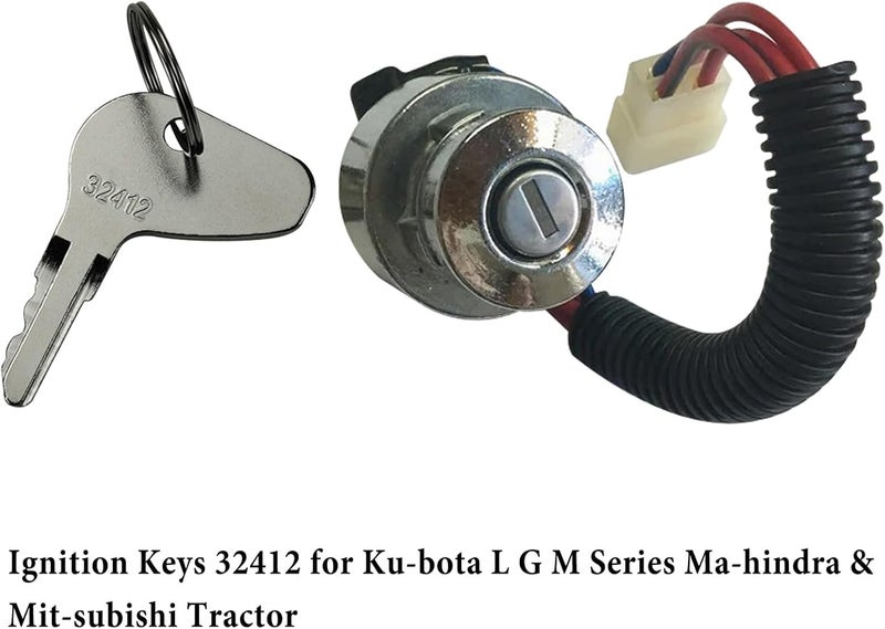 gradora 4PCS H32412 Ignition Keys Replacement for Ku-bota L, G & M Series Mahin-dra Mitsu-bishi Ca-se Tractor 32412 35260-31852 - Image 5